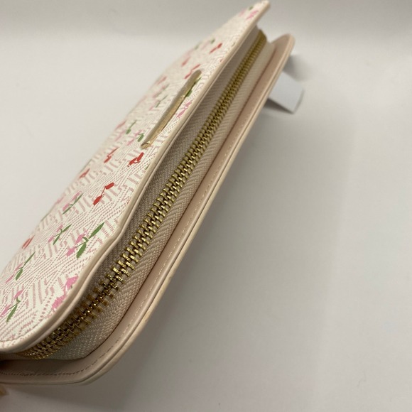 Aldo Pink Monogram Red Cherry Hearts Zip Around Wallet Cottagecore Novelty NWT - Picture 5 of 6